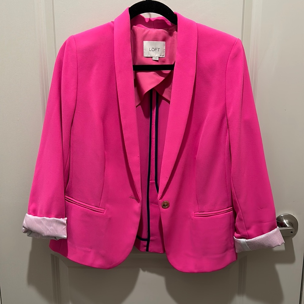 Ann Taylor loft hot pink blazer size large petite